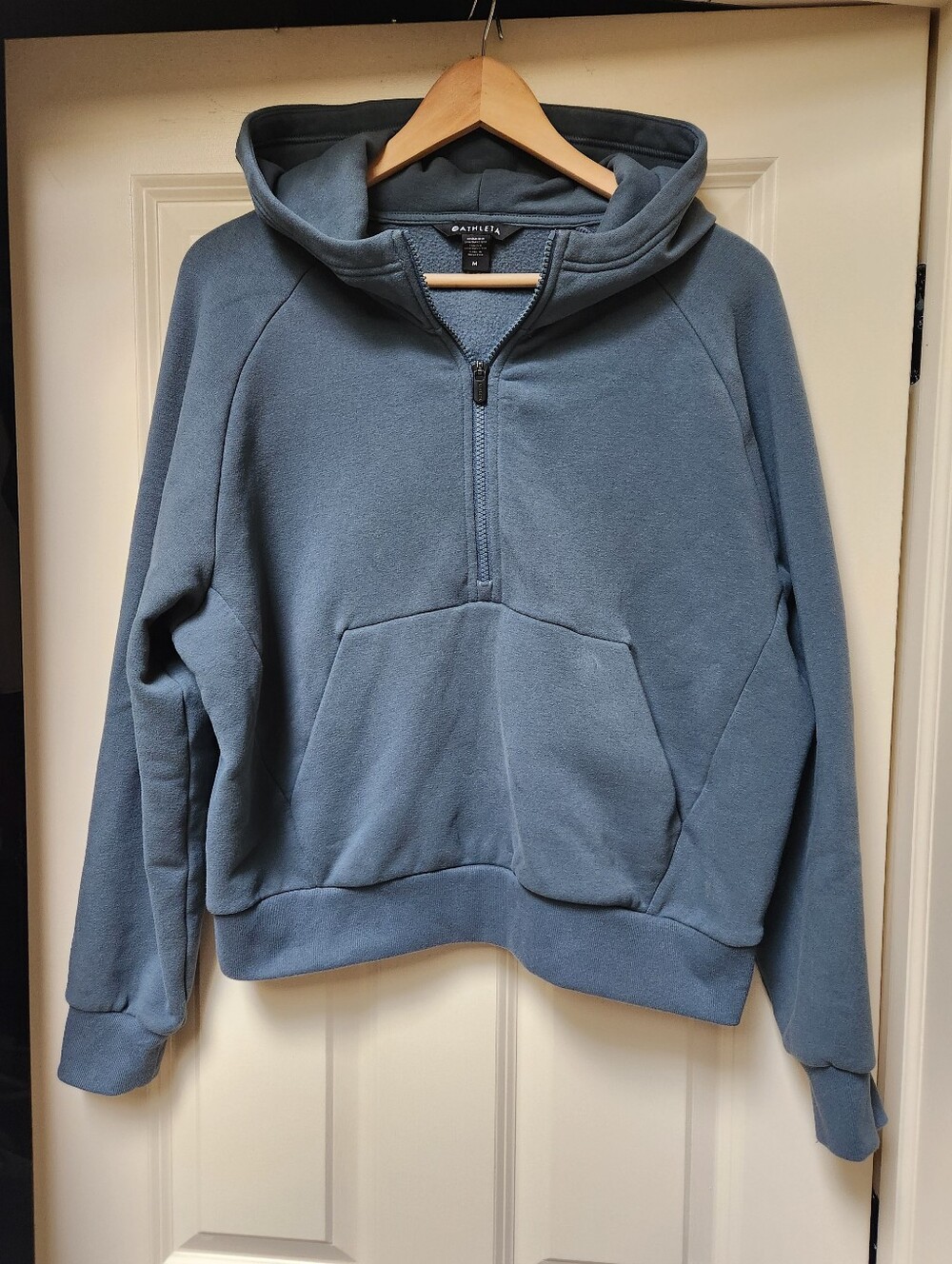 Athleta Forever Fleece 1/2 Zip Hoodie, Green